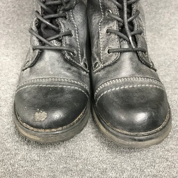 ROXY Seattle IV Black Faux Leather Zip Up Combat Moto Ankle Boots Womens Size 8 - Picture 7 of 11